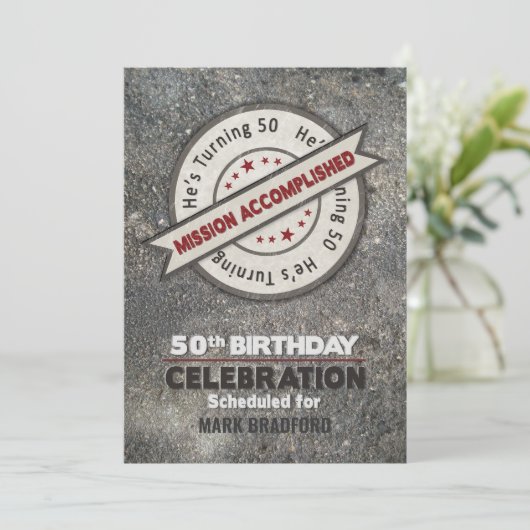 50e verjaardag, missie voltooid, kaart (Staand voorkant)