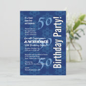 50e verjaardag Modern Blue Pattern G212 Kaart (Staand voorkant)