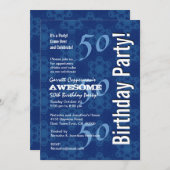 50e verjaardag Modern Blue Pattern G212 Kaart (Voorkant / Achterkant)