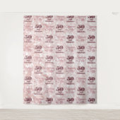 50e Verjaardag Modern Elegante Roze Gouden Feest Wandkleed (Voorkant)