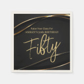 50e verjaardag Modern Gold Black 50e verjaardag Servet (Voorkant)