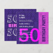 50e verjaardag Modern kleurenpatroon en zilver Kaart (Voorkant / Achterkant)