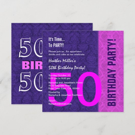 50e verjaardag Modern kleurenpatroon en zilver Kaart (Voorkant / Achterkant)