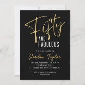 50e verjaardag Modern Minimal Script Zwart & Goud Kaart (Voorkant)