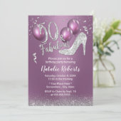 50e verjaardag Modern Paars & Silver Fabulous 50 Kaart (Staand voorkant)