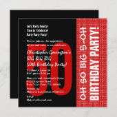 50e verjaardag Modern Red en Black B204 Kaart (Voorkant / Achterkant)