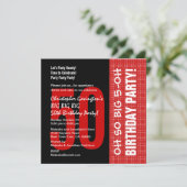 50e verjaardag Modern Red en Black B204 Kaart (Staand voorkant)