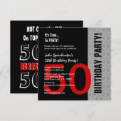 50e verjaardag Modern Red Silver Black Funny D845 Kaart (Voorkant / Achterkant)