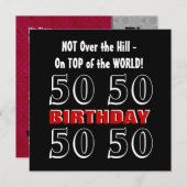 50e verjaardag Modern Red Silver Black Funny Y161 Kaart (Voorkant / Achterkant)