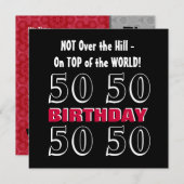 50e verjaardag Modern Red Silver Black Funny Y164 Kaart (Voorkant / Achterkant)