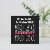 50e verjaardag Modern Red Silver Black Funny Y164 Kaart (Staand voorkant)