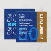 50e verjaardag Modern Royal Blue en Bronze V08 Kaart (Voorkant / Achterkant)