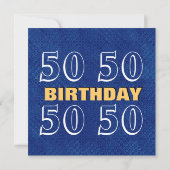 50e verjaardag Modern Royal Blue en Gold V02 Kaart (Achterkant)