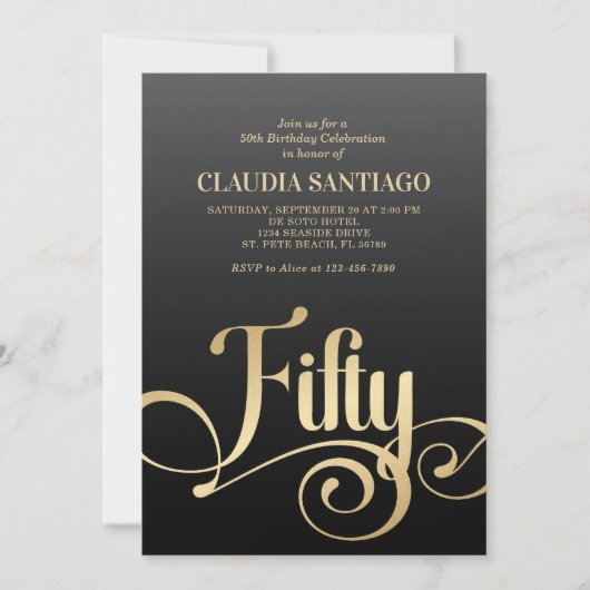 50e verjaardag Modern Script Kaart (Voorkant)