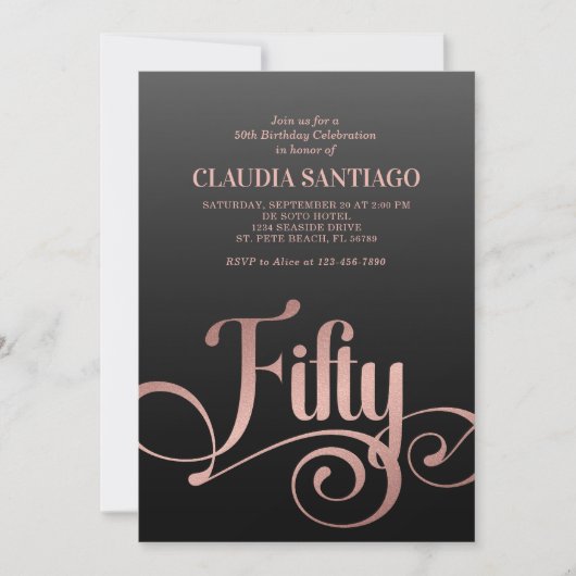 50e verjaardag Modern Script Kaart (Voorkant)