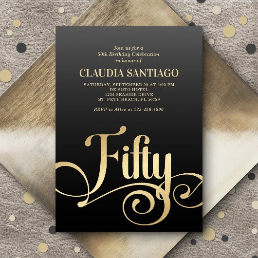 50e verjaardag Modern Script Kaart