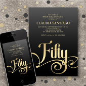 50e verjaardag Modern Script Kaart