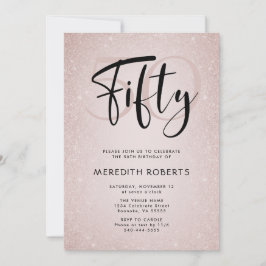 50e verjaardag Modern Script Roos Gold Party Kaart
