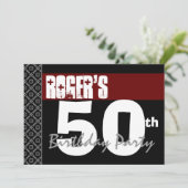 50e verjaardag Modern voor zijn roodwitte zwarte W Kaart (Staand voorkant)