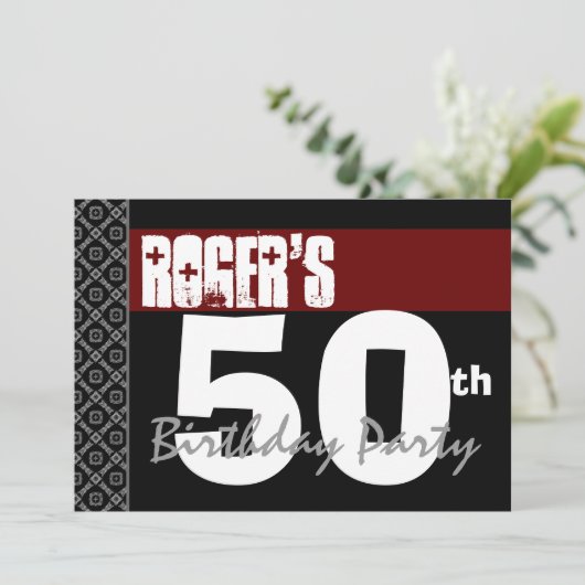 50e verjaardag Modern voor zijn roodwitte zwarte W Kaart (Staand voorkant)