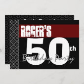 50e verjaardag Modern voor zijn roodwitte zwarte W Kaart (Voorkant / Achterkant)