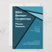 50e verjaardag Moderne Blauwgroen geometrische vor Kaart (Voorkant)