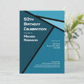 50e verjaardag Moderne Blauwgroen geometrische vor Kaart (Staand voorkant)