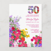 50e verjaardag moderne bloemen uitnodigingskaart briefkaart (Voorkant)