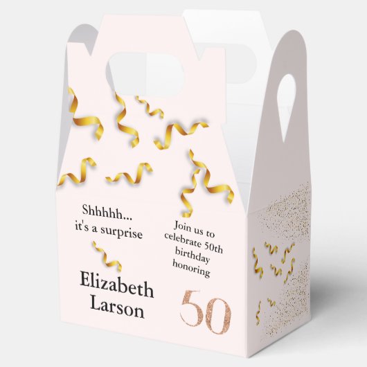 50e verjaardag Moderne Faux Gold Glitter minimalis Bedankdoosjes (Geopend)