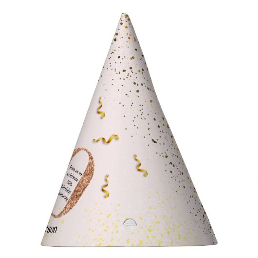 50e verjaardag Moderne Faux Gold Glitter minimalis Feesthoedjes (Rechts)