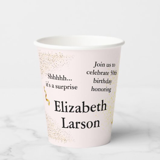 50e verjaardag Moderne Faux Gold Glitter minimalis Papieren Bekers (Voorkant)