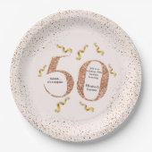 50e verjaardag Moderne Faux Gold Glitter minimalis Papieren Bordje (Voorkant)
