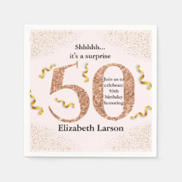 50e verjaardag Moderne Faux Gold Glitter minimalis Servet