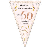 50e verjaardag Moderne Faux Gold Glitter minimalis Vlaggetjes (Derde vlag)