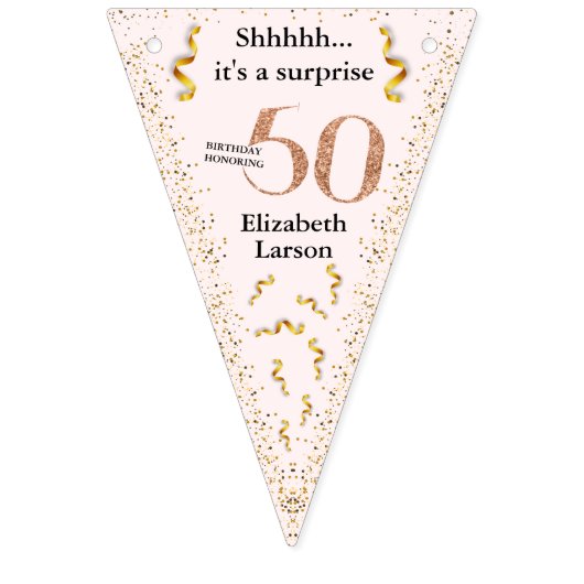 50e verjaardag Moderne Faux Gold Glitter minimalis Vlaggetjes (Tweede vlag)