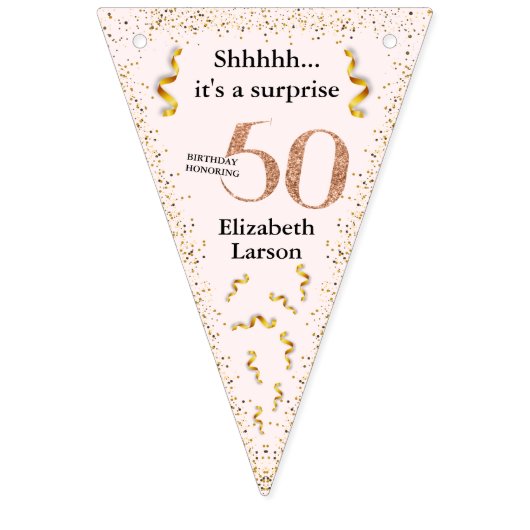 50e verjaardag Moderne Faux Gold Glitter minimalis Vlaggetjes (Eerste vlag)