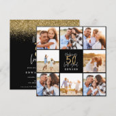 50e verjaardag moderne foto-collage voor zwart en  (Voorkant / Achterkant)