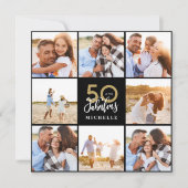 50e verjaardag moderne foto-collage voor zwart en  (Voorkant)