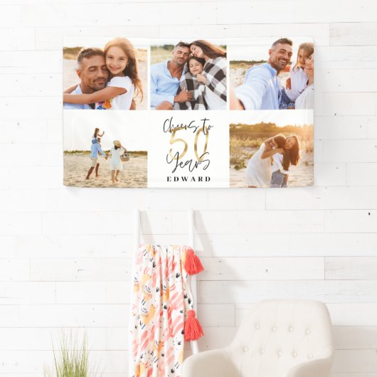 50e verjaardag moderne foto-collage voor zwart en  spandoek (Insitu)