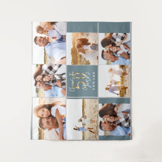 50e verjaardag moderne foto-collage voor zwart en wandkleed (Voorkant)