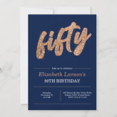 50e verjaardag Moderne Gold & Blue | 50 Kaart (Voorkant)