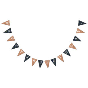 50e verjaardag Moderne Gold & Blue 50 Vlaggetjes