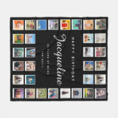 50e verjaardag Moderne grafische foto Collage zwar Fleece Deken (Voorkant (Horizontaal))