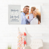 50e verjaardag moderne grijs en marine blauw foto spandoek (Insitu)