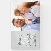 50e verjaardag moderne grijs en marine blauw foto spandoek (Verticaal)