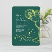50e verjaardag Moderne Groene Margarita Fiesta Kaart (Staand voorkant)