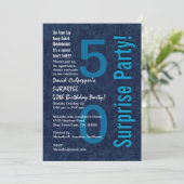 50e verjaardag Moderne Hues of Blue W033 Kaart (Staand voorkant)