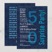 50e verjaardag Moderne Hues of Blue W033 Kaart (Voorkant / Achterkant)