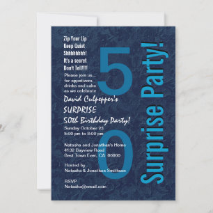 50e verjaardag Moderne Hues of Blue W033 Kaart
