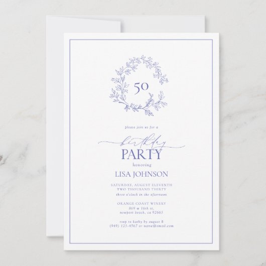 50e verjaardag moderne maagdenpalm bladkam kaart (Voorkant)